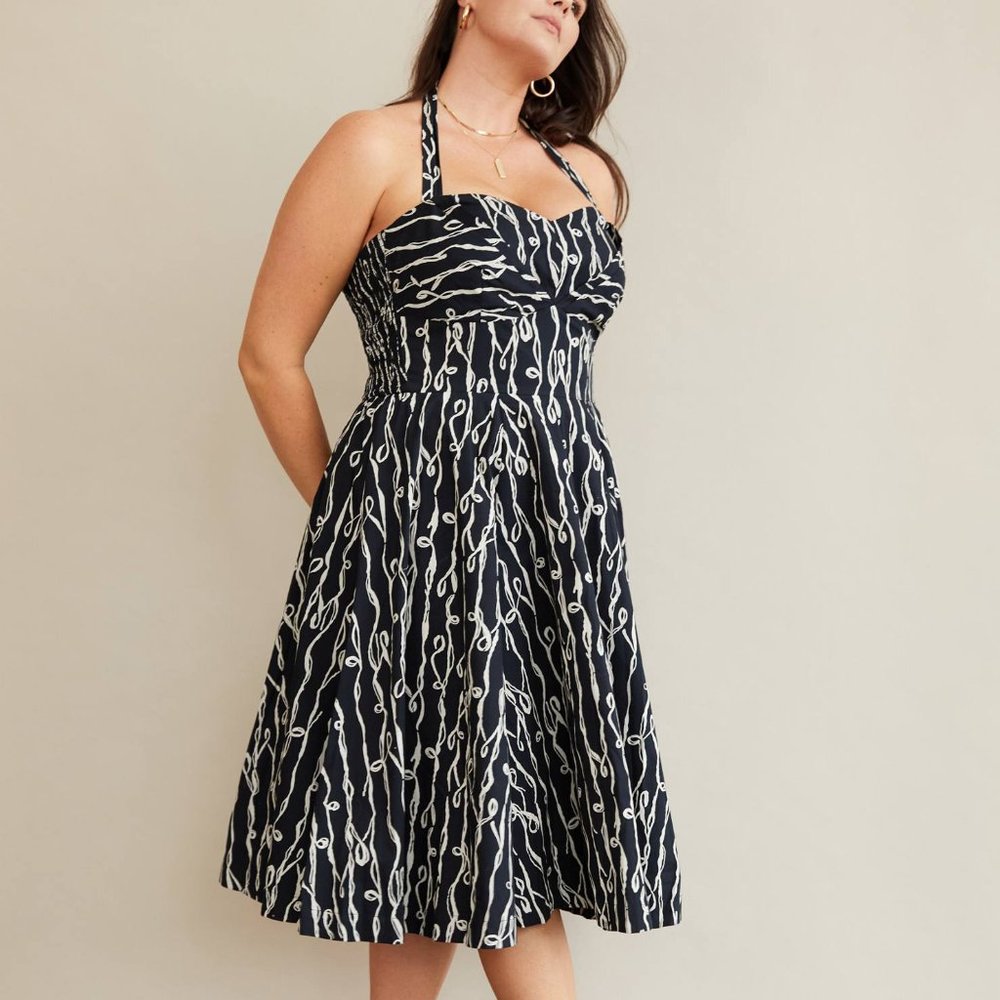 HTF Anthropologie Cerys Halter Midi Dress - Picture 3 of 4